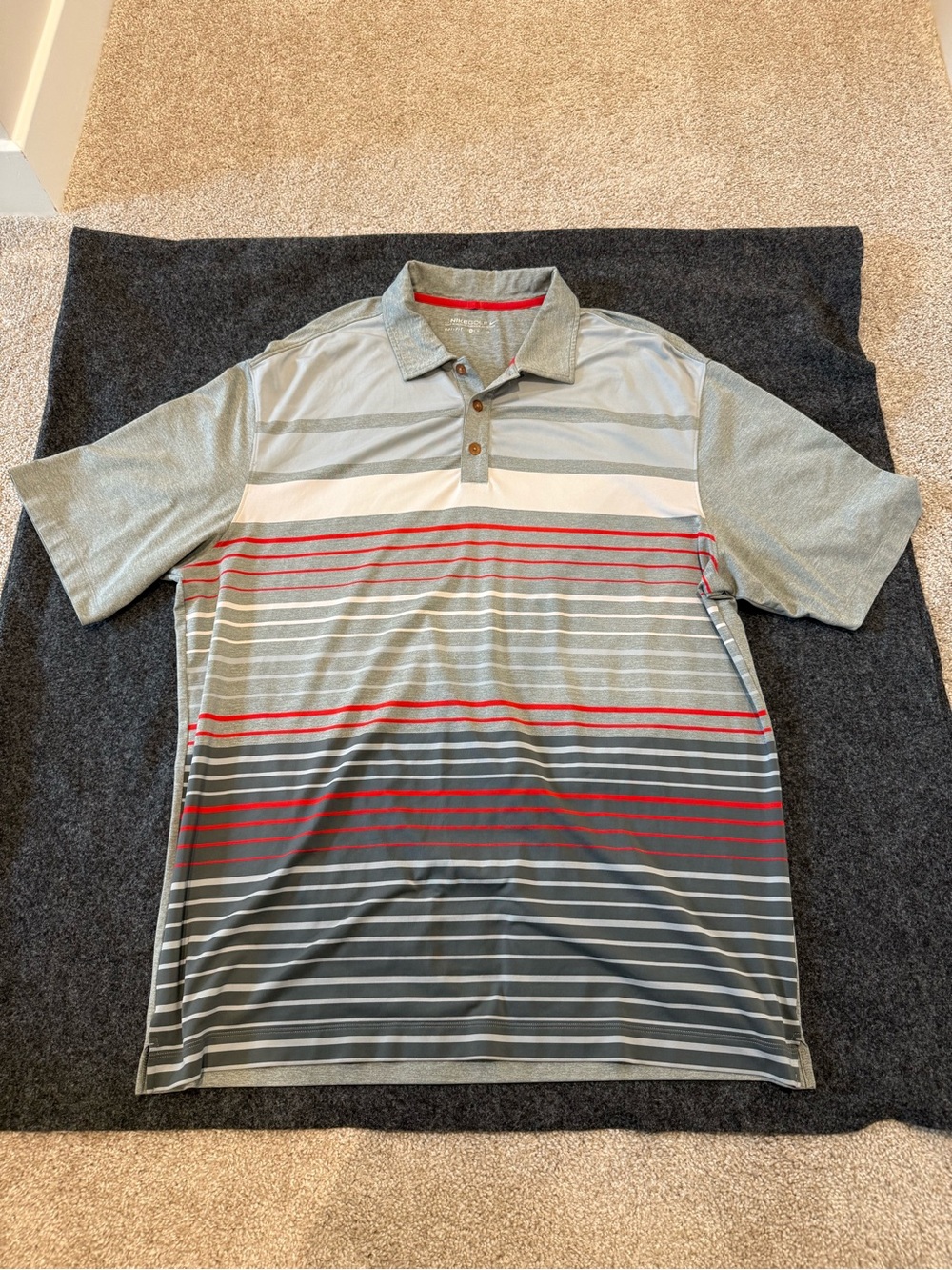 Nike Golf Polo Dry Fit Men’s XL Gray Striped